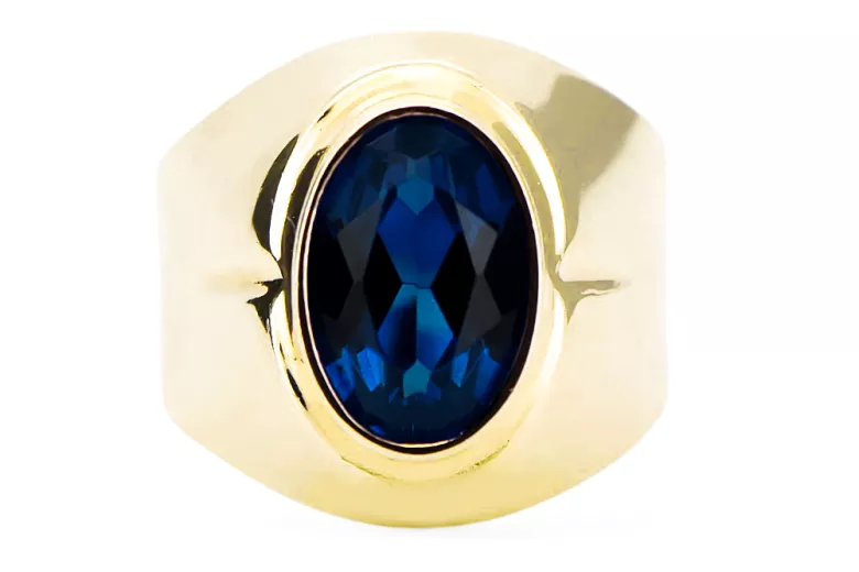 Oro amarillo de 14 quilates Zafiro Anillo Vintage vrc296y